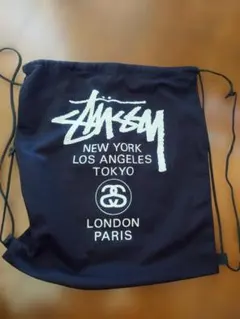Stussy ロゴプリント ブラック　ナップザック　ステューシー
