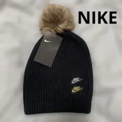 【新品】NIKE ナイキ ニット帽 シーズナルビーニー　刺繍　ブラック　Y2K