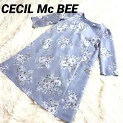 CECIL McBEE ◎フラワー柄　ワンピース　爽やかブルー