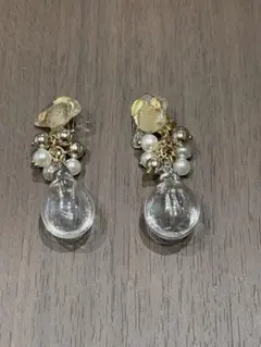 イヤリング　ハンドメイド　水　パール　結婚式　前撮り　プレ花