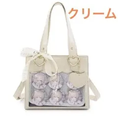 クリーム　痛バッグ ミニトート ショルダーバッグ クロコ風 新品