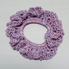 フリルデザイン 紫とピンクのシュシュ