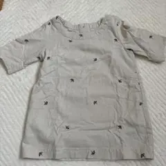 刺繍入りベージュ半袖ワンピース