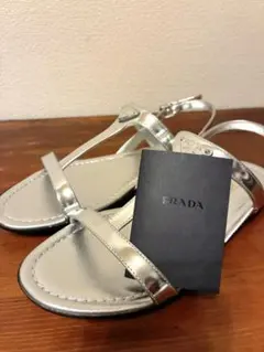 【新品未使用】PRADA メタリックレザー ストラップサンダル 箱付き　36