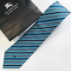 バーバリーブラックレーベル ネクタイ ストライプ柄 ブルー