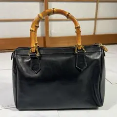 GUCCI グッチ ミニボストン ハンドバッグ バンブー　黒のサムネイル
