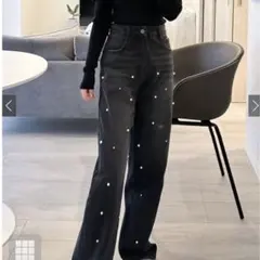 フリージア パールストレートデニムパンツ cu457