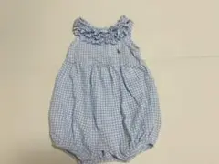 ラルフローレン　水色ギンガムチェックロンパース　80cm