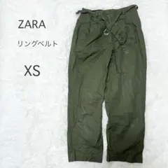 ZARA（ザラ） Dリングベルト付き コットンパンツ XS カーキ