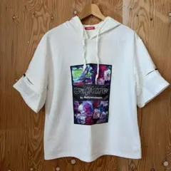 Capture ハリウッドメイド 半袖パーカー L ホワイト花柄プリントリメイクのサムネイル