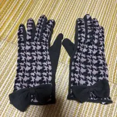 TOKYO DISNEY RESORT リボン付き手袋 ミッキーの千鳥柄