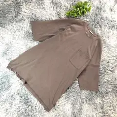 GU【XL】ブラウン 半袖 Tシャツ ポケット付き 綿100 大き目 ゆったり
