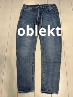 oblekt オブレクト ストレッチ テーパード スウェット デニム ブルー Ｌ