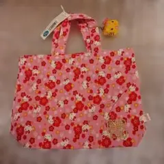 ハローキティ 和柄 ミニトートバッグ ピンク
