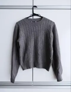 [EARTH MUSIC&ECOLOGY] グレー ケーブルニット 長袖セーター