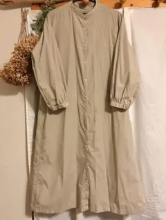Samansa Mos2 ♡ バンドカラー シャツワンピース ベージュ