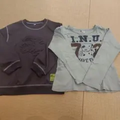 120 長袖 デザイン Tシャツ 2枚セット 恐竜 シンプル