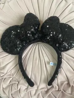 ミッキー型スパンコールカチューシャ（黒）