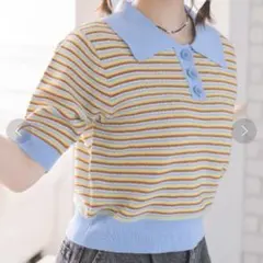 ems excite ポロガラ半袖ニットのサムネイル