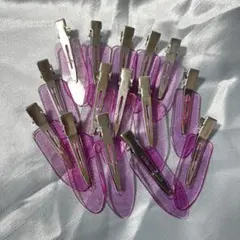 ハンドメイド 資材 ヘアクリップ クリア ピンク 15本 セット 前髪ピン