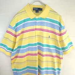 ポロラルフローレン　ポロシャツ　刺繍ロゴ　ボーダー　マルチカラー