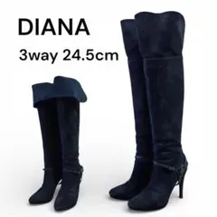 ダイアナ DIANA ニーハイブーツ 24.5 ネイビー スエード 3WAYのサムネイル