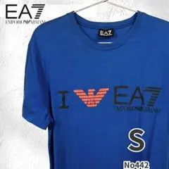 EA7 半袖Tシャツ ブルー S ロゴ プリント アルマーニ 人気