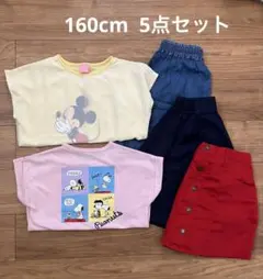 160 Tシャツ パンツ スカート まとめ売り 5点セット ミッキー スヌーピーのサムネイル
