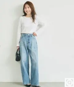 coca リブクルーネックTシャツ 長袖 ホワイト