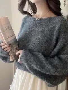 GRL 前後2Wayモヘヤタッチニットショート丈トップス [mb1569]