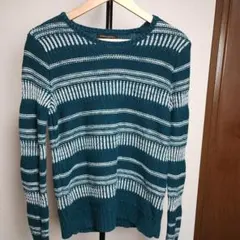 【USED】 BANANA REPUBLIC ティールストライプニット サイズSのサムネイル