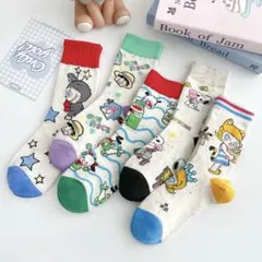 新品♡ラブブ、ワンピース、ポチャッコ、スヌーピー、モリー♡ソックス靴下5足セット