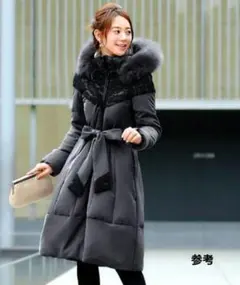 美品✨ルイルエブティック グレー ファー ダウン コート ベルト レース L