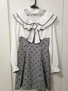 ぷりしえーる 大きいサイズ ヨークフリルセットアップ ギンガム