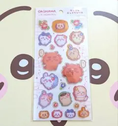 ちいかわ　シーサーのおみやげやさん　クリアなぷっくりシール　ハイビスカスなみんな