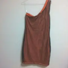 FASHION NOVA ノースリーブワンピース メッシュ オレンジ ブラック