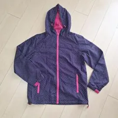 ナイロン ドット柄 フード付きジャケット