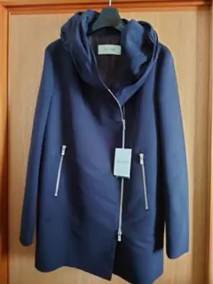 DES PRES フード付きネイビーロングコート