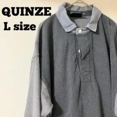QUINZE ロング ポロシャツ ラガーシャツ Lサイズ ＵＳＡ　古着 グレー