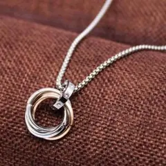 ネックレス ペンダント メンズ おしゃれ 三連 リング チェーン60cm