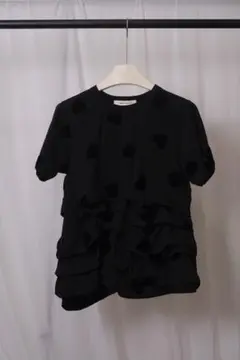 コムデギャルソン CDG ハート柄 フリル 半袖ブラウス ブラックのサムネイル