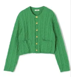 新品未使用MACPHEE ケーブルニットカーディガン グリーン