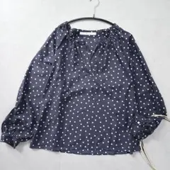 フレームワーク スキッパー キーネックブラウス ドット長袖オーバーサイズ