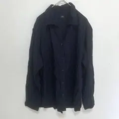 UNIQLO コットンレーヨン長袖シャツ XL レディース ネイビー シンプル