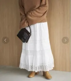 新品未使用 プラージュ アンティークライクレーススカート 白 ウエストゴム M