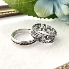 ハンドメイド★レジン リング♡ブラック 黒 レース リング 6号