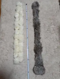 ホワイト・グレー ファー素材マフラー2点セット