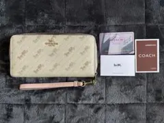 COACH 長財布 ベージュ キャンバス/レザー