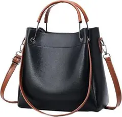 レディース 3way ショルダーバッグ 自立型 ファスナー付 ブラック