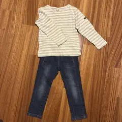 petit main 120cm ボーダー長袖 デニムパンツ 110cm